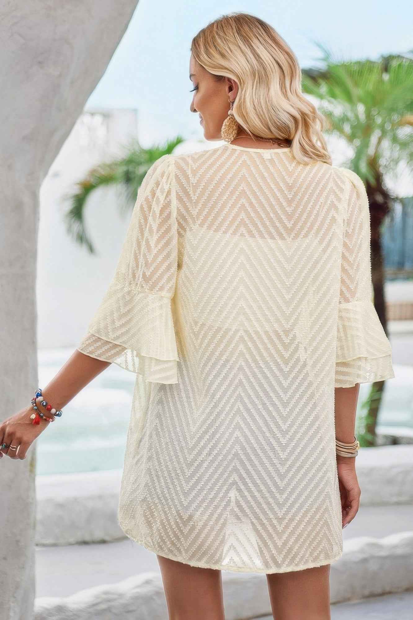 Double Layer Ruffle Bell Sleeves Cover Up Cardigan