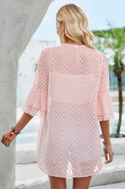 Double Layer Ruffle Bell Sleeves Cover Up Cardigan