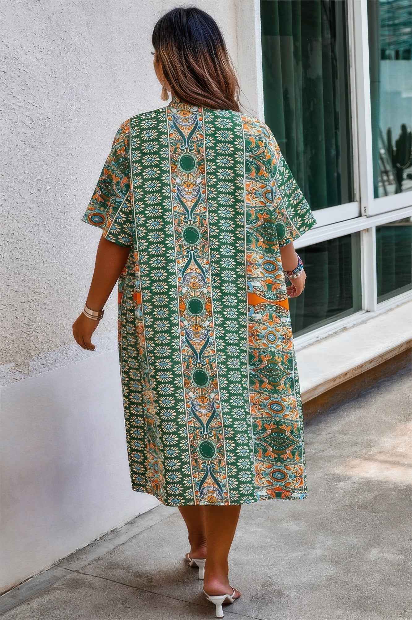 Plus Size Two Pieces Printed Elastic Waist Sets