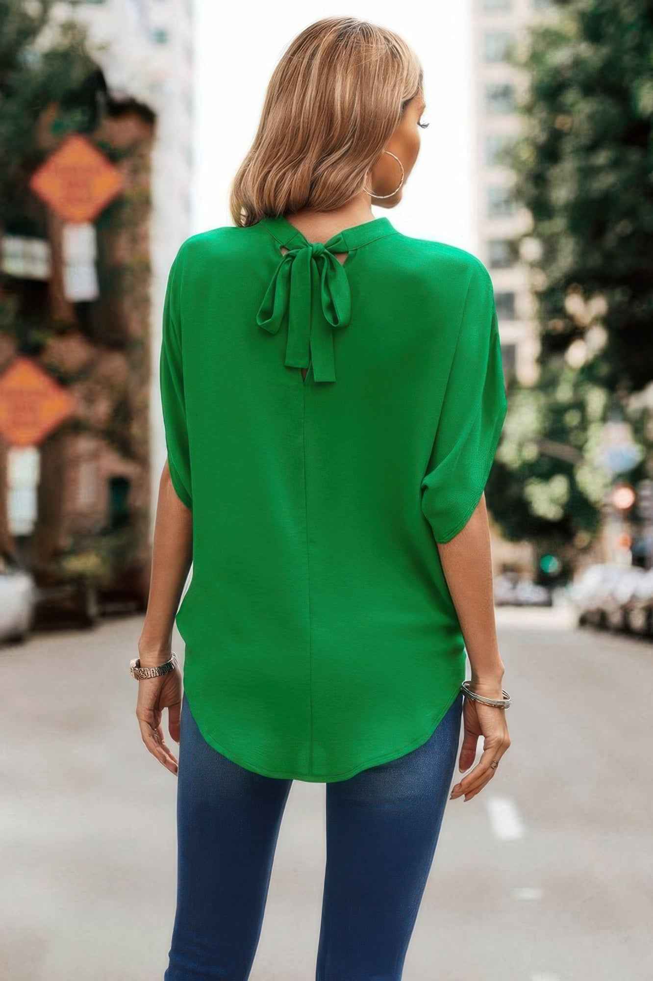 Solid Cut Out Drop Shoulder Loose Shirt