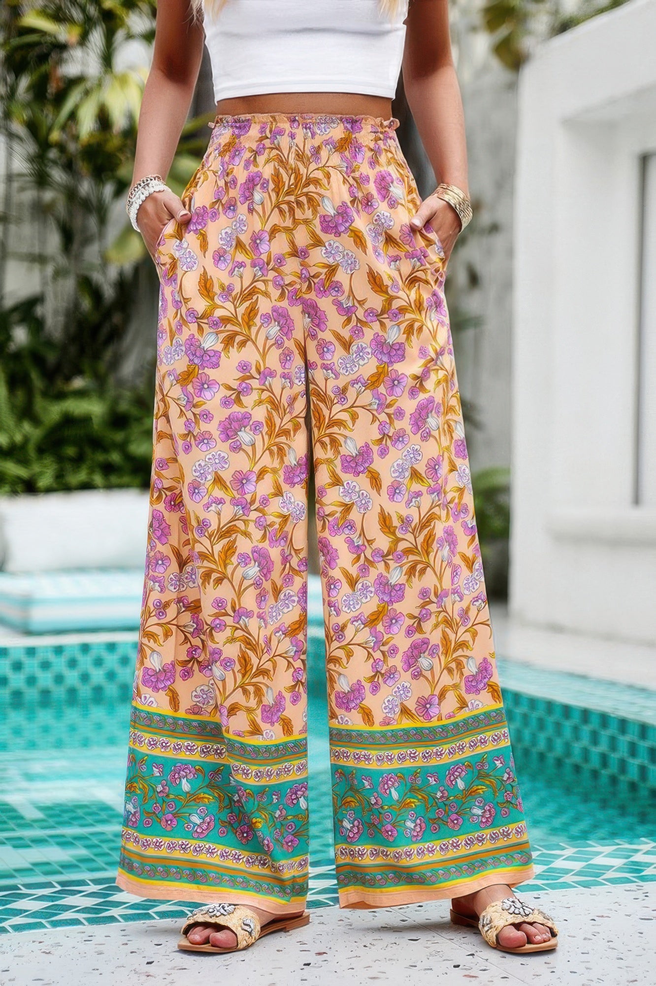 Floral Printed Loose High Waist Wide Leg Pant - It's a Girly Place