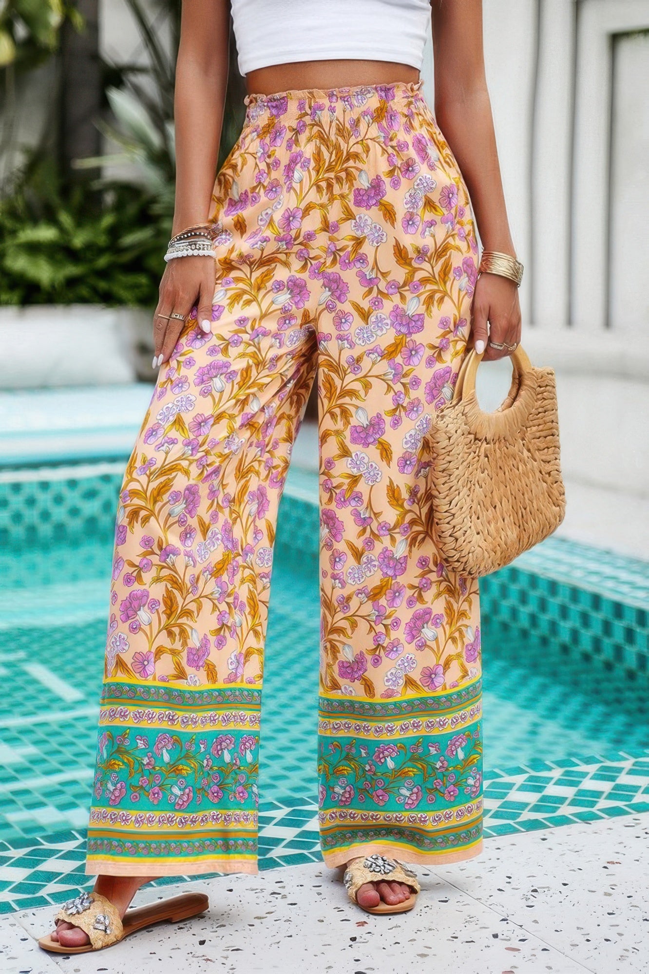 Floral Printed Loose High Waist Wide Leg Pant - It's a Girly Place