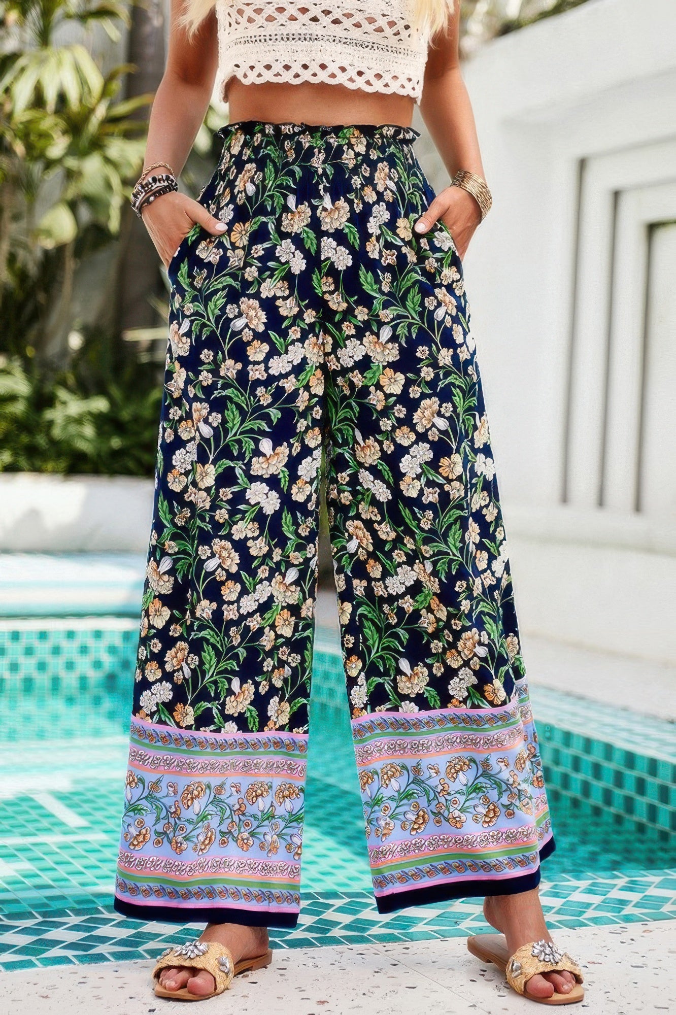 Floral Printed Loose High Waist Wide Leg Pant - It's a Girly Place