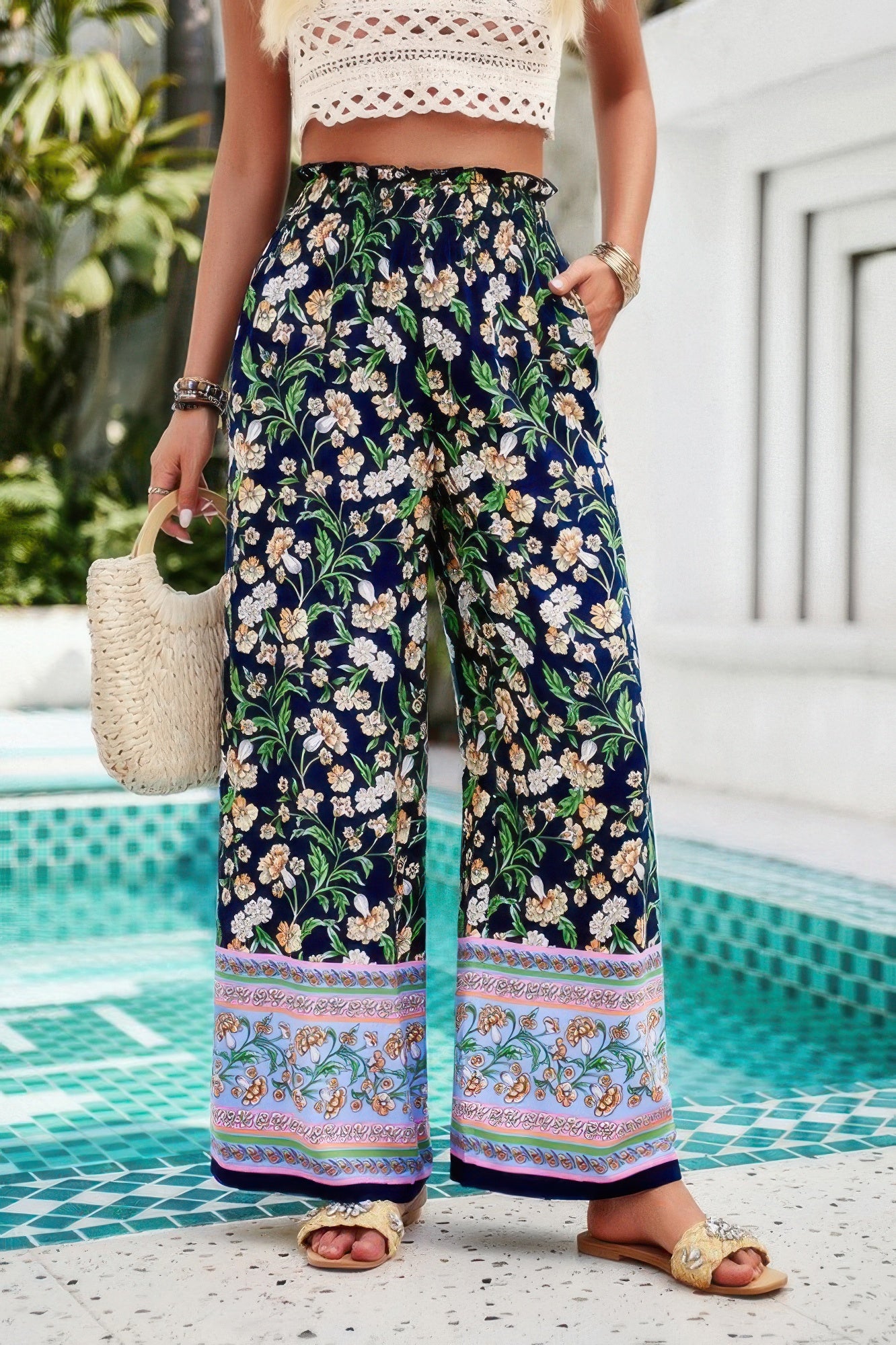 Floral Printed Loose High Waist Wide Leg Pant - It's a Girly Place