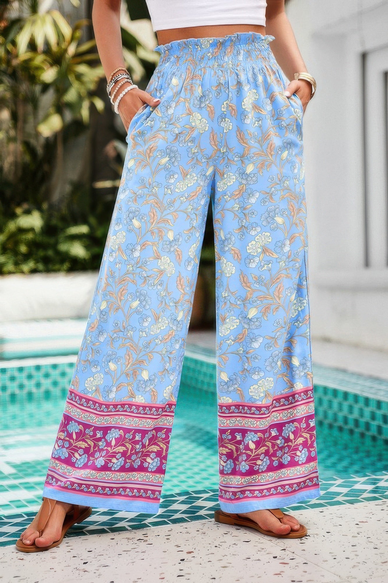 Floral Printed Loose High Waist Wide Leg Pant - It's a Girly Place