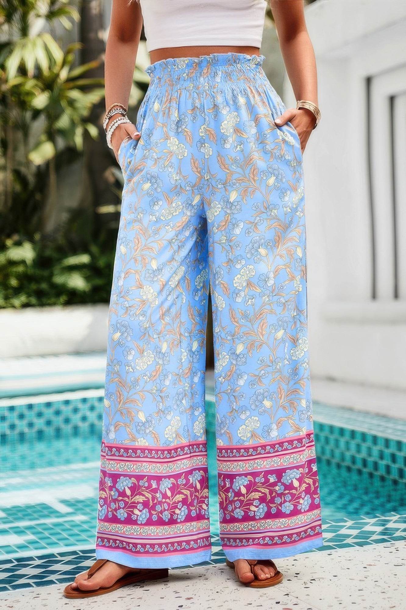 Floral Printed Loose High Waist Wide Leg Pant - It's a Girly Place