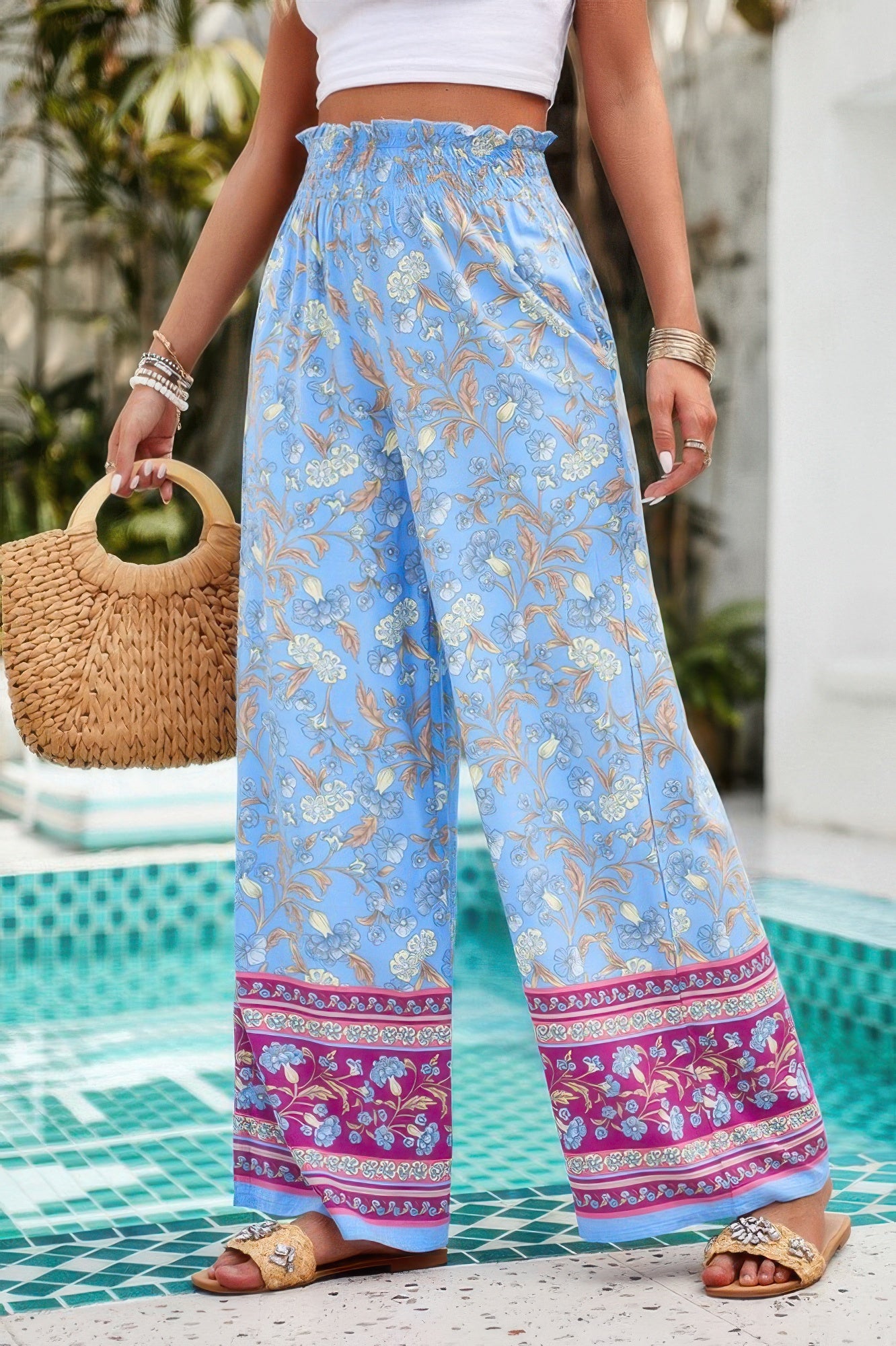 Floral Printed Loose High Waist Wide Leg Pant - It's a Girly Place