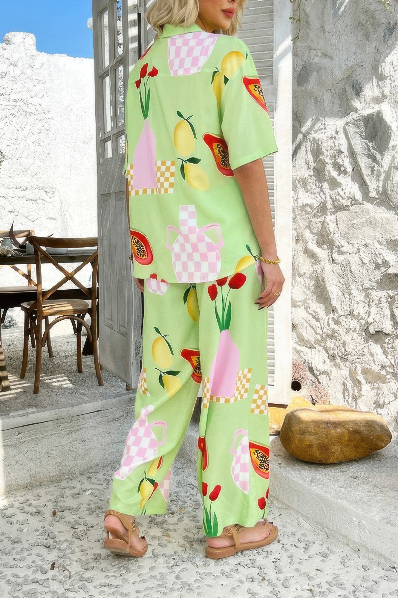 Two Pieces All Over Print Button Down Long Sets - It's a Girly Place