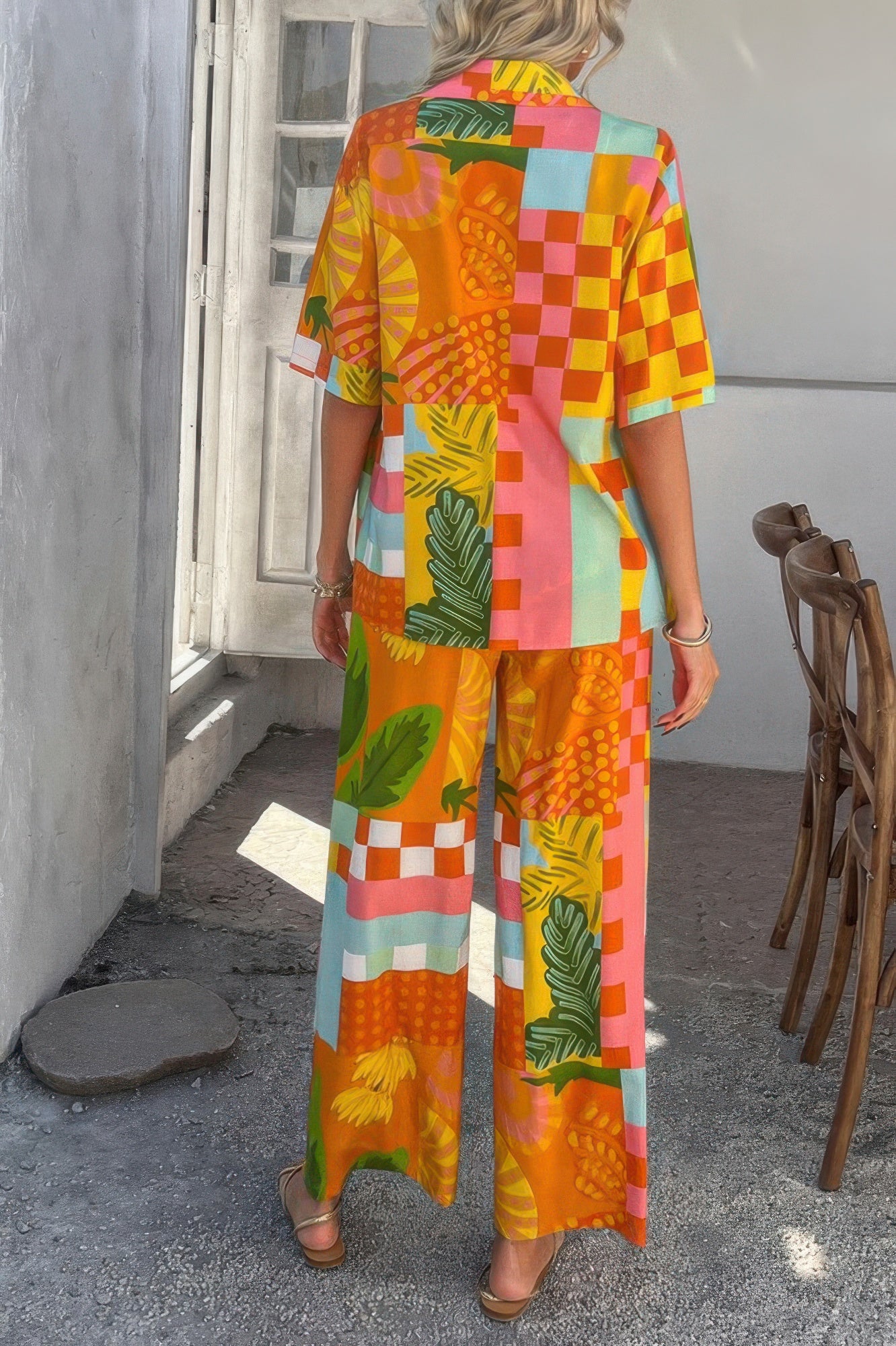 Two Pieces All Over Print Button Down Long Sets - It's a Girly Place