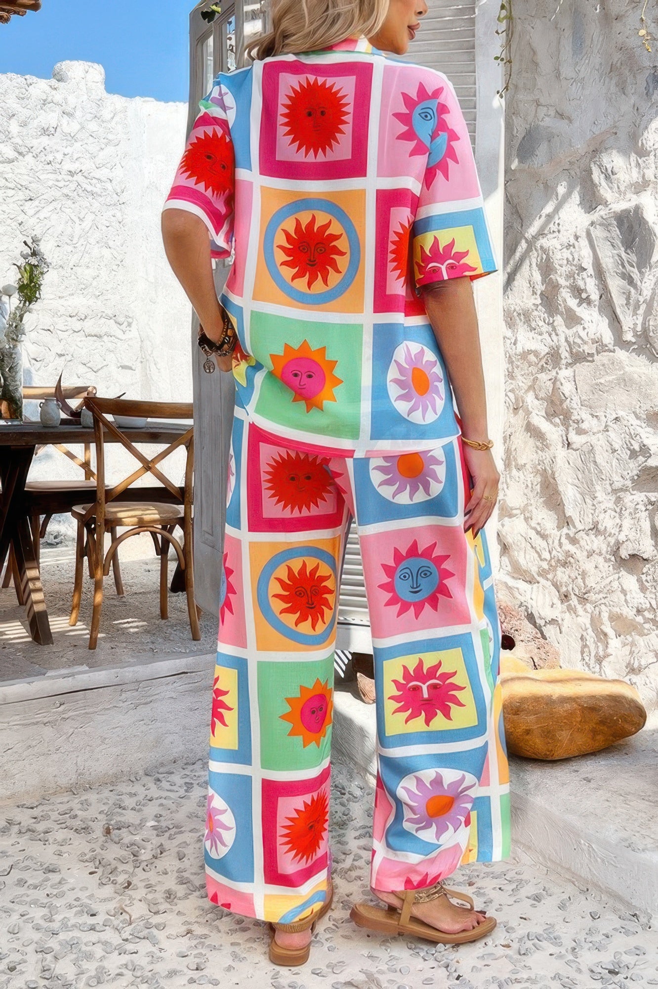 Two Pieces All Over Print Button Down Long Sets - It's a Girly Place