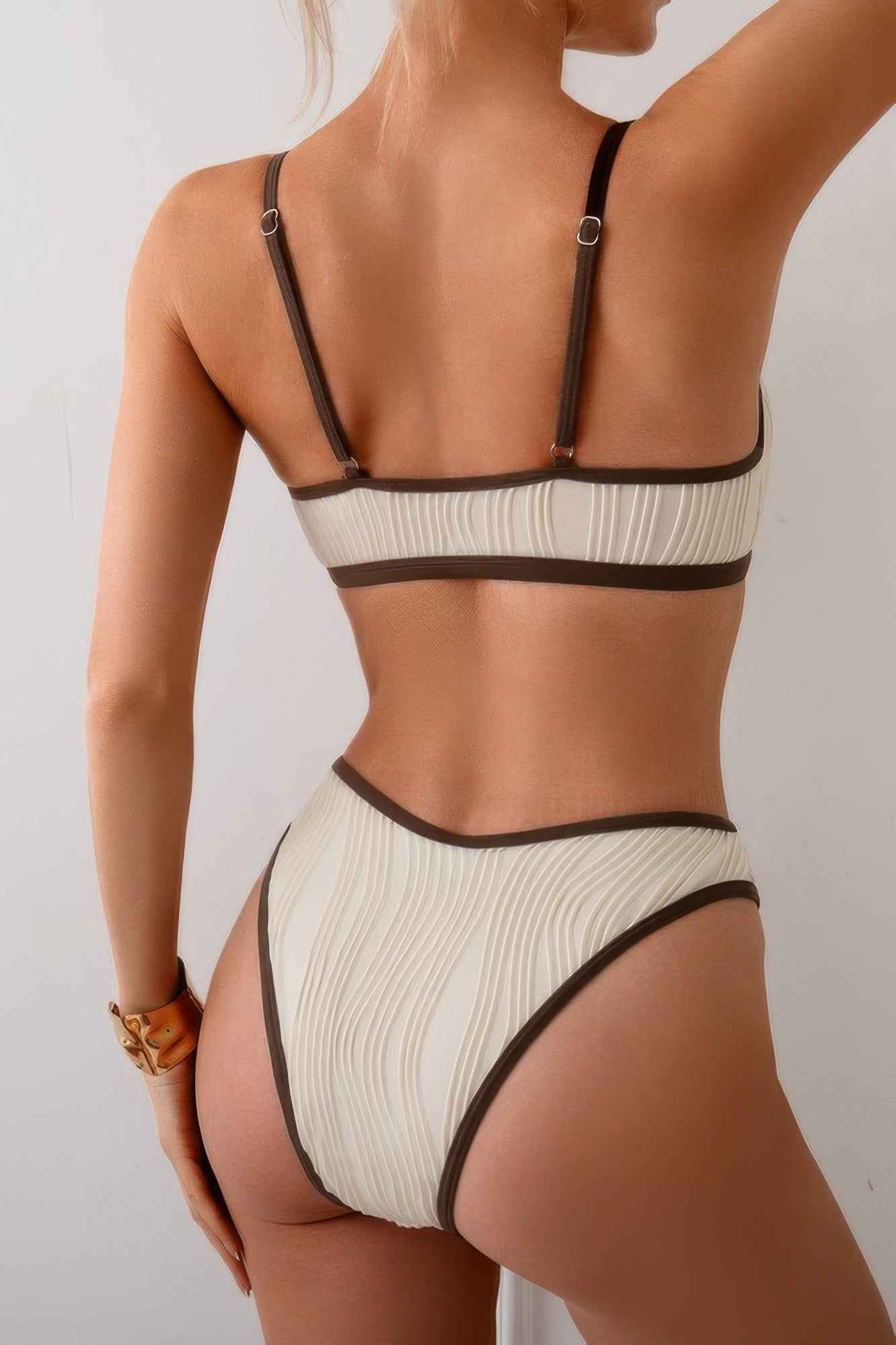Two Pieces Pleated Cut Out High Cut Bikini