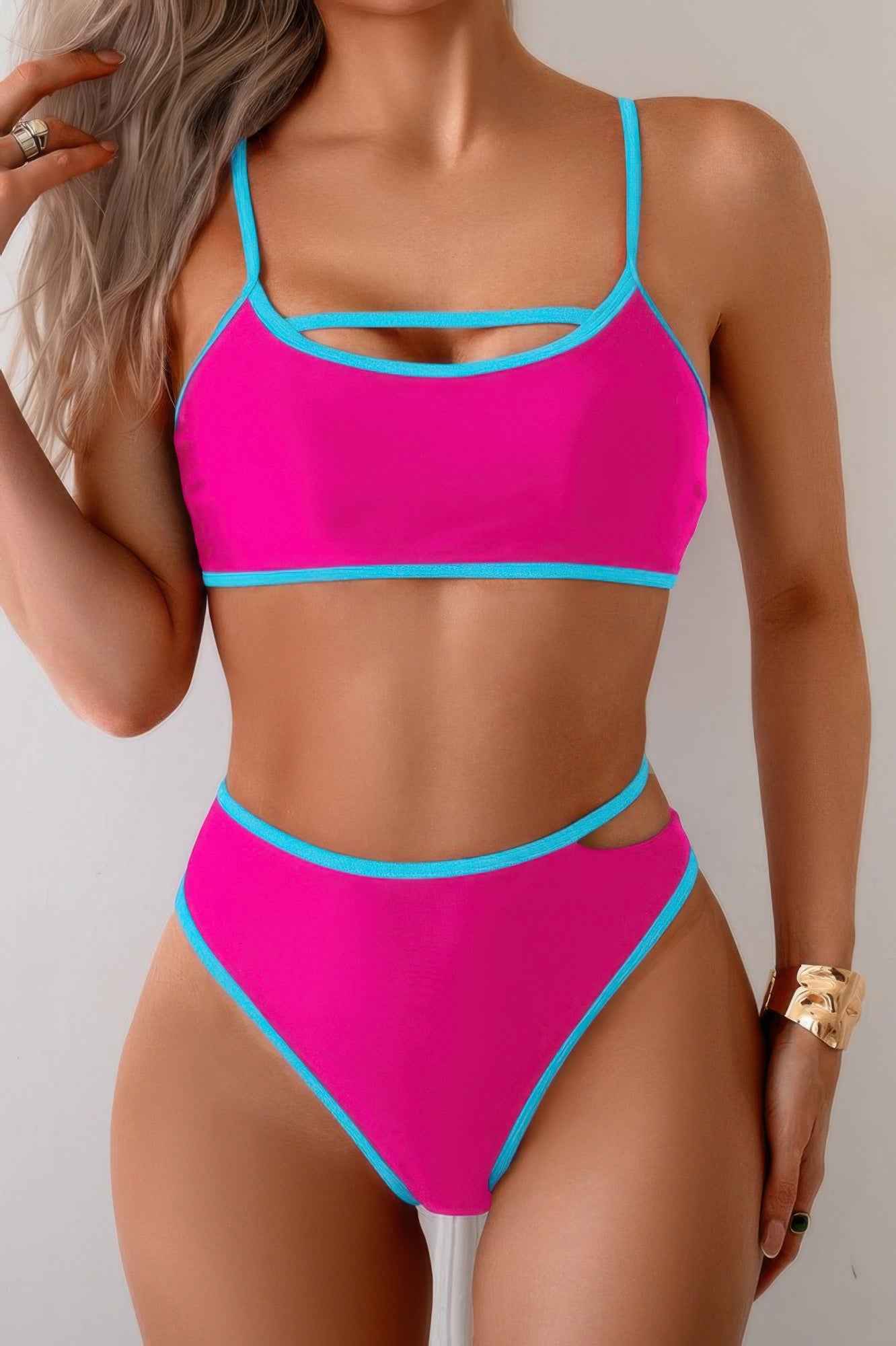 Square Neck Cut Out Two Pieces Bikini