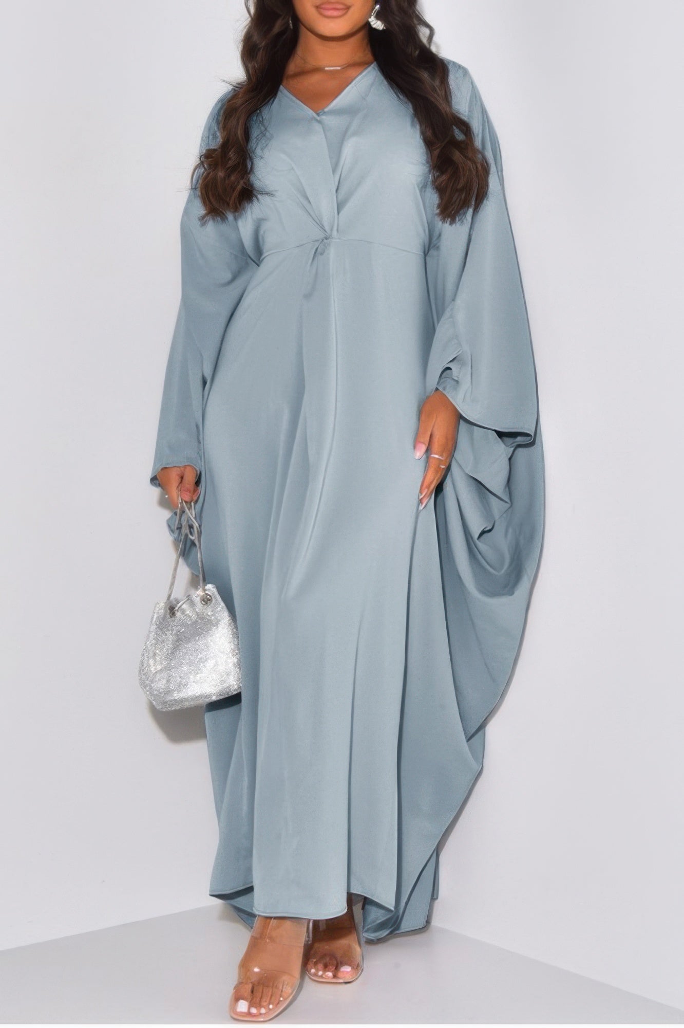 Plain V Neck Loose Fit Shift Maxi Dress - It's a Girly Place