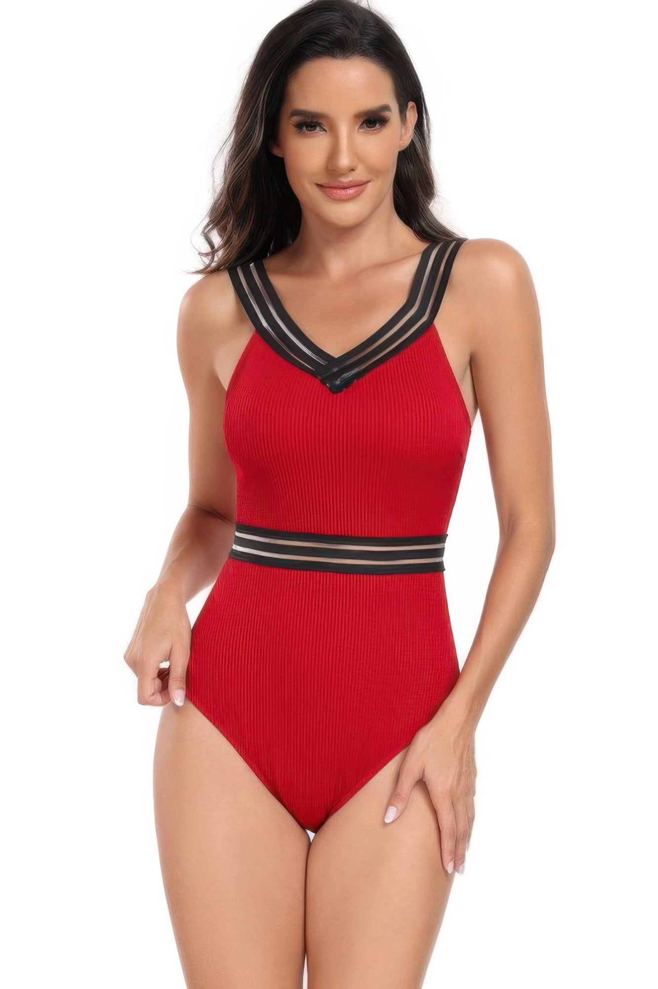 Solid Knit Sleeveless Lace Tirm Fit Swimsuits - It's a Girly Place