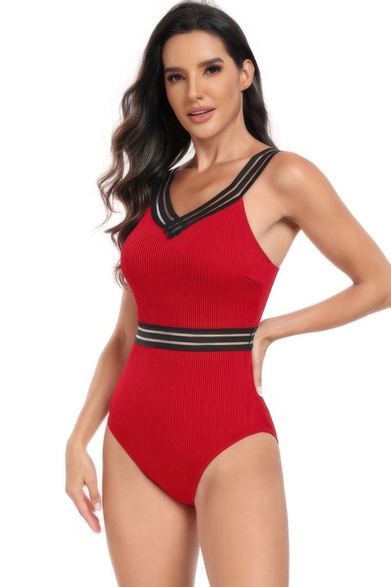 Solid Knit Sleeveless Lace Tirm Fit Swimsuits - It's a Girly Place