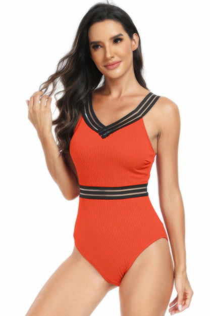 Solid Knit Sleeveless Lace Tirm Fit Swimsuits - It's a Girly Place