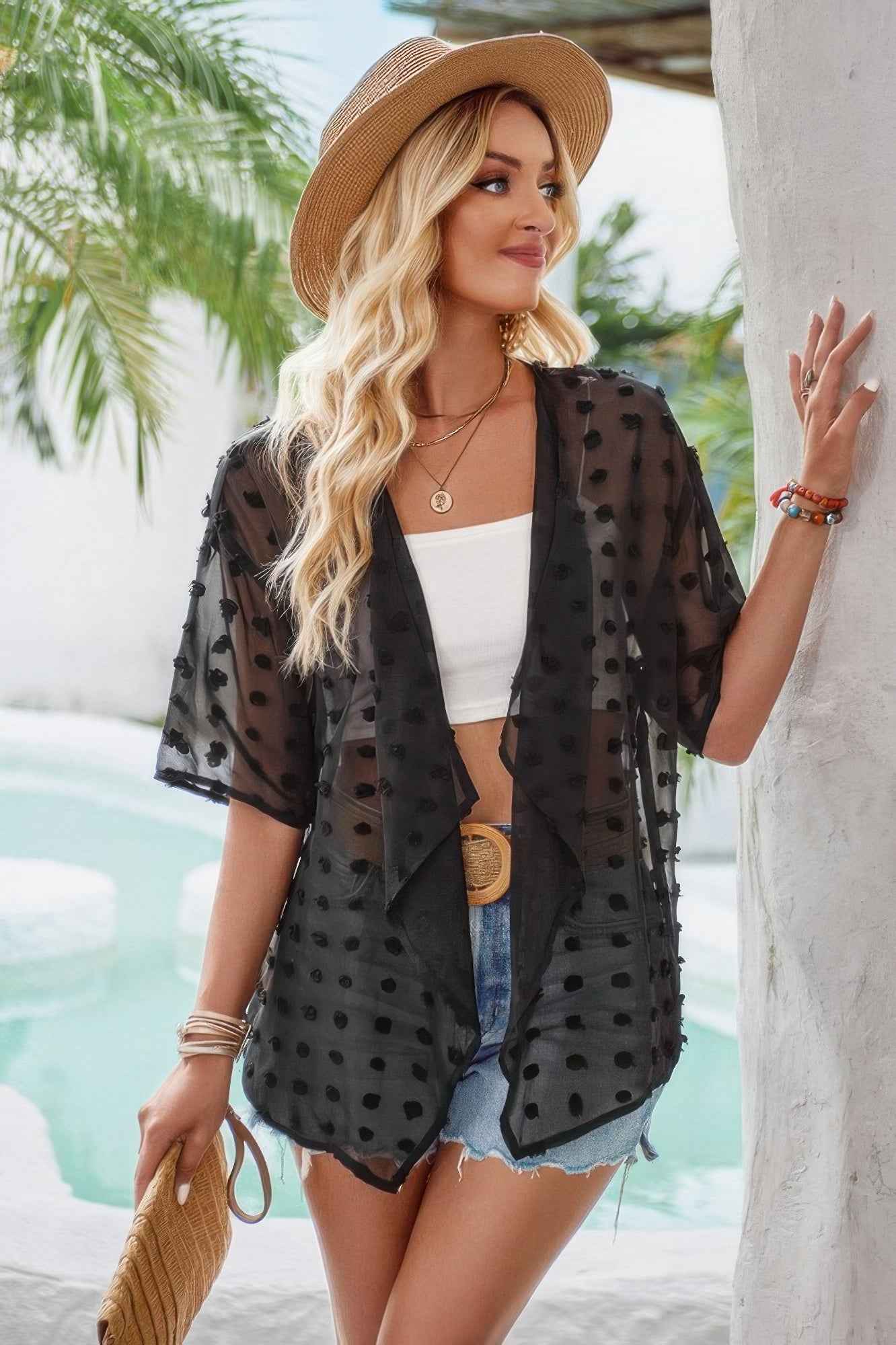 See Through Swiss Dot Loose Kimono