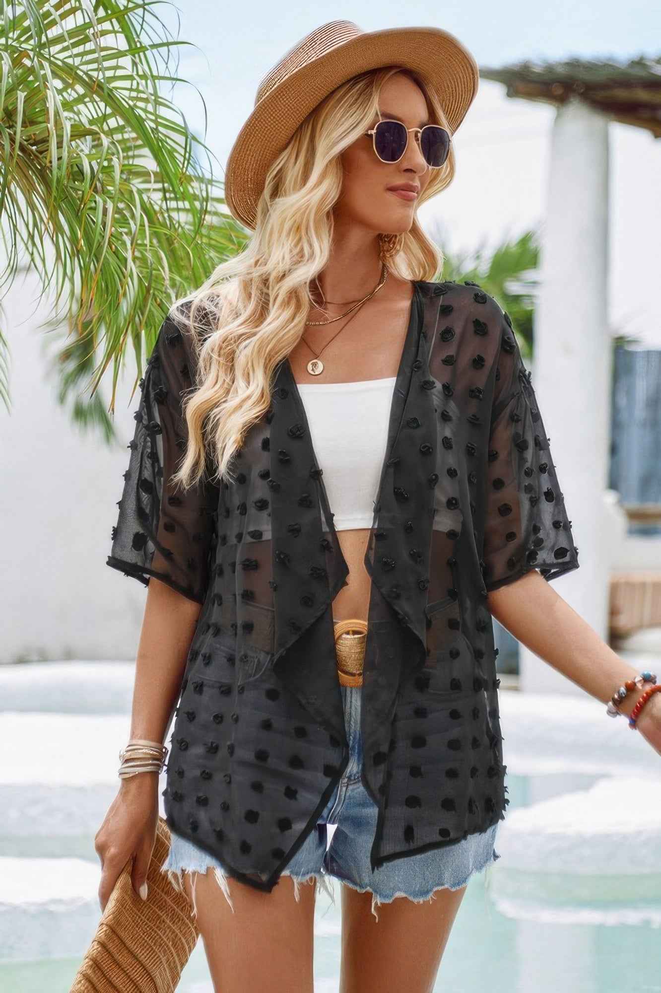 See Through Swiss Dot Loose Kimono