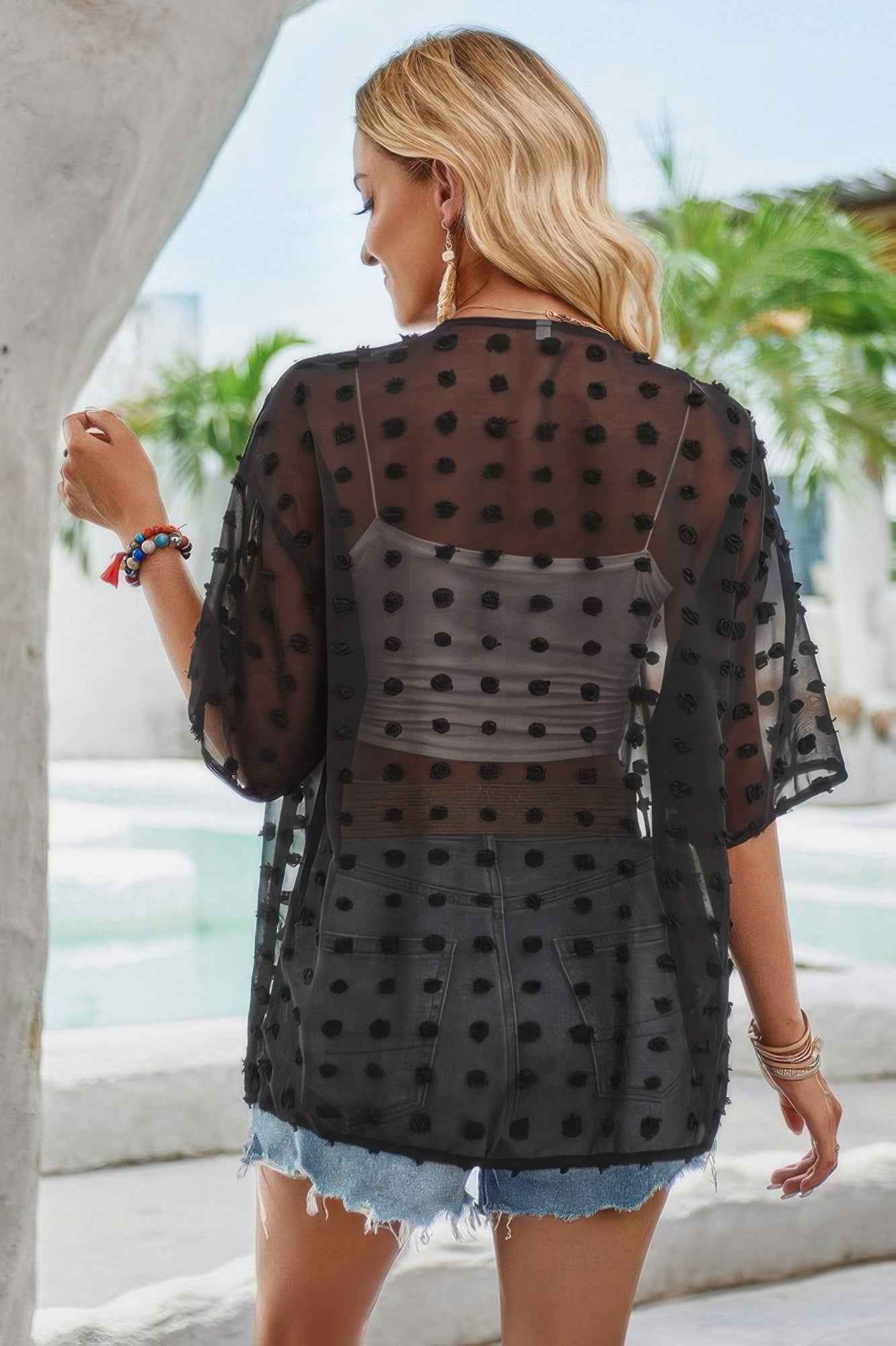See Through Swiss Dot Loose Kimono