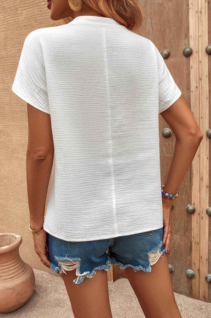 Bat Sleeve V Neck Loose Tank Ruched Solid Blouse