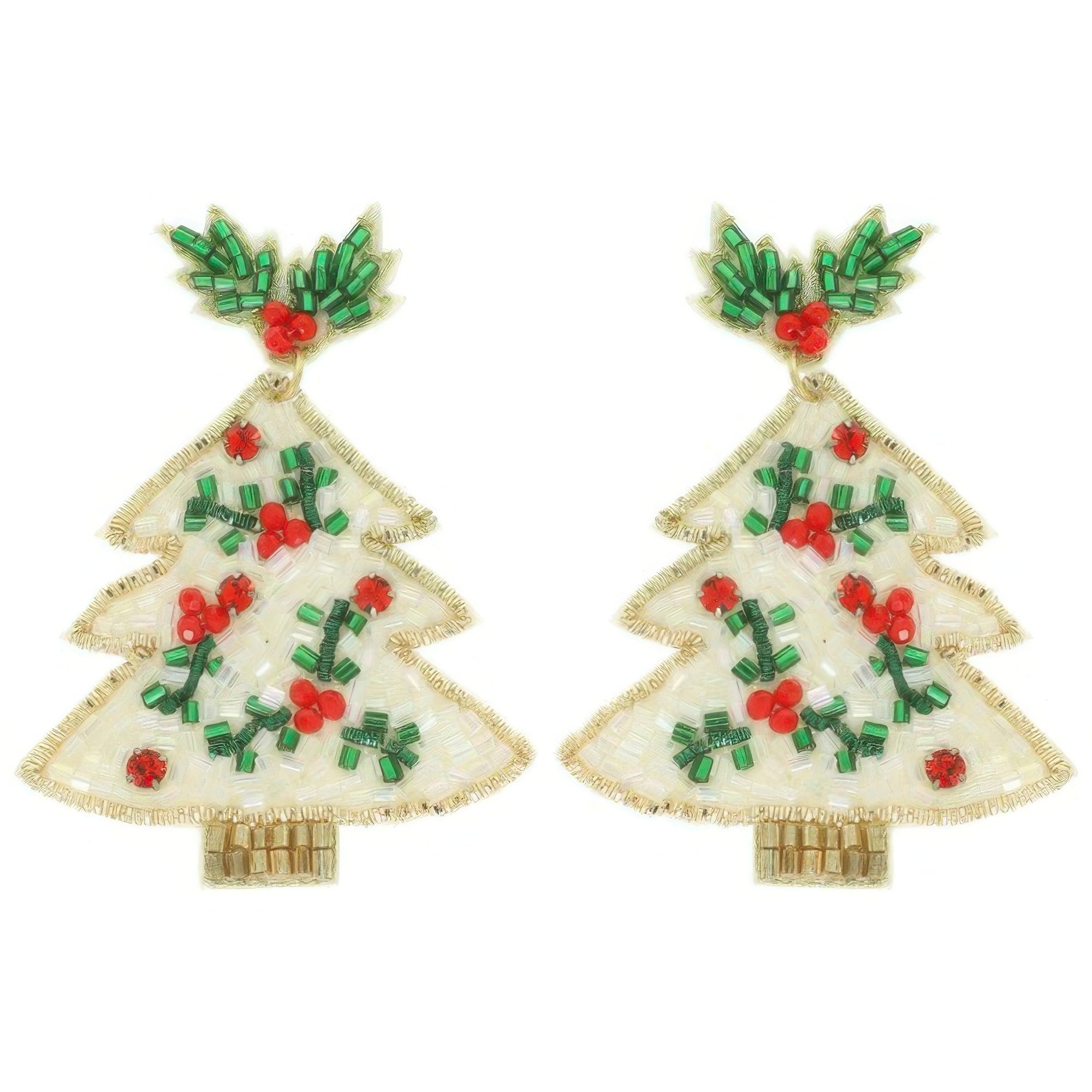 Eweled White Christmas Tree Post Earrings - It's a Girly Place