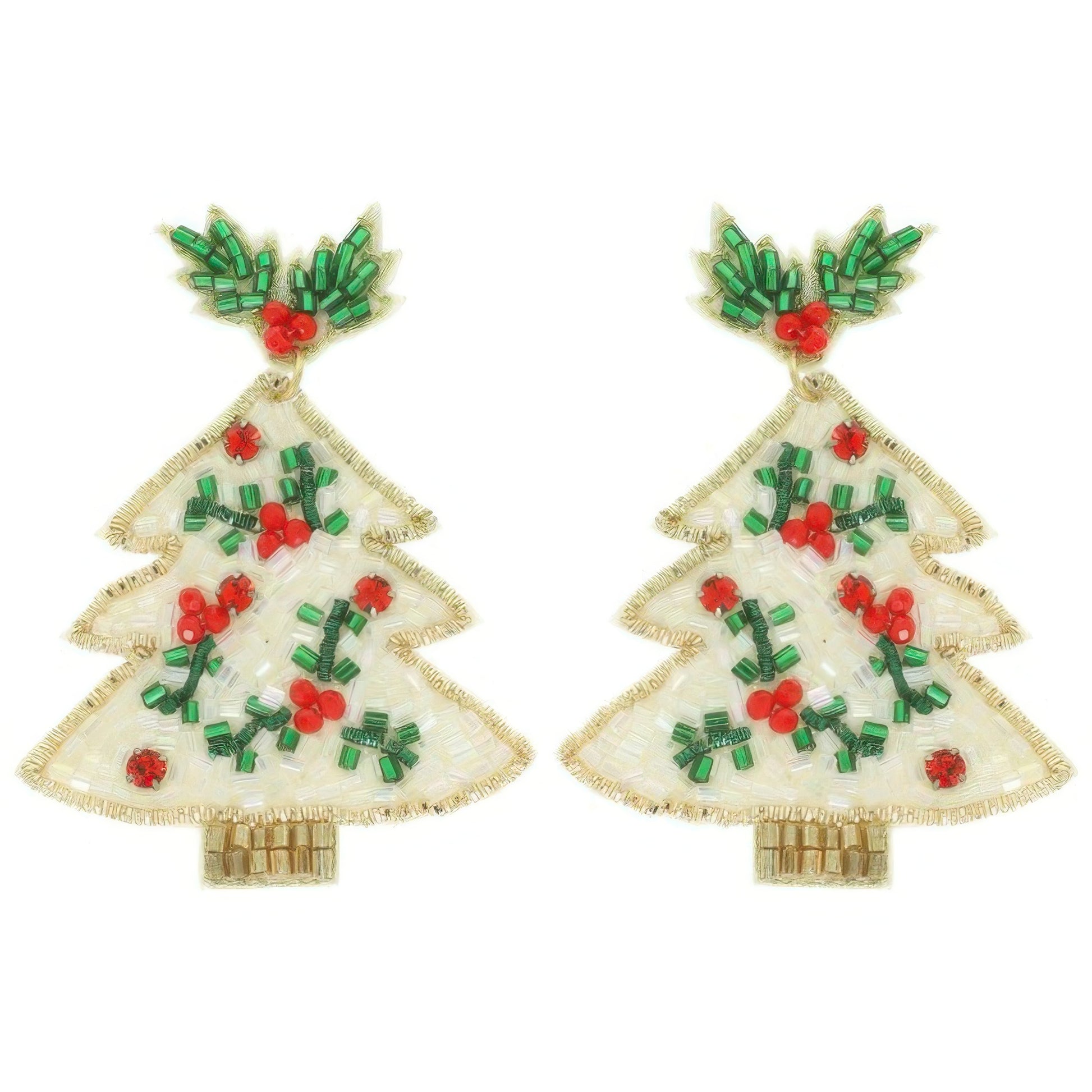 Eweled White Christmas Tree Post Earrings - It's a Girly Place
