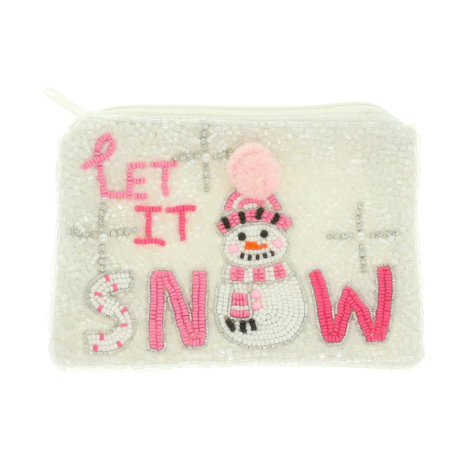 Let It Snowman Rhinestone Seed Bead Coin Bag - It's a Girly Place