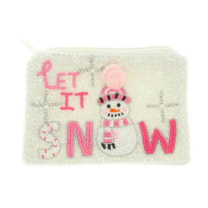 Let It Snowman Rhinestone Seed Bead Coin Bag - It's a Girly Place