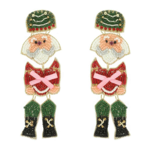 Christmas Nutcracker Seed Bead Earrings