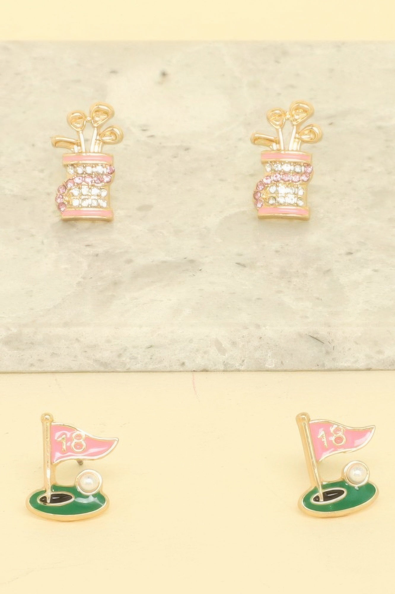 2 Pair Gameday Golf Theme Earring Set - It's a Girly Place