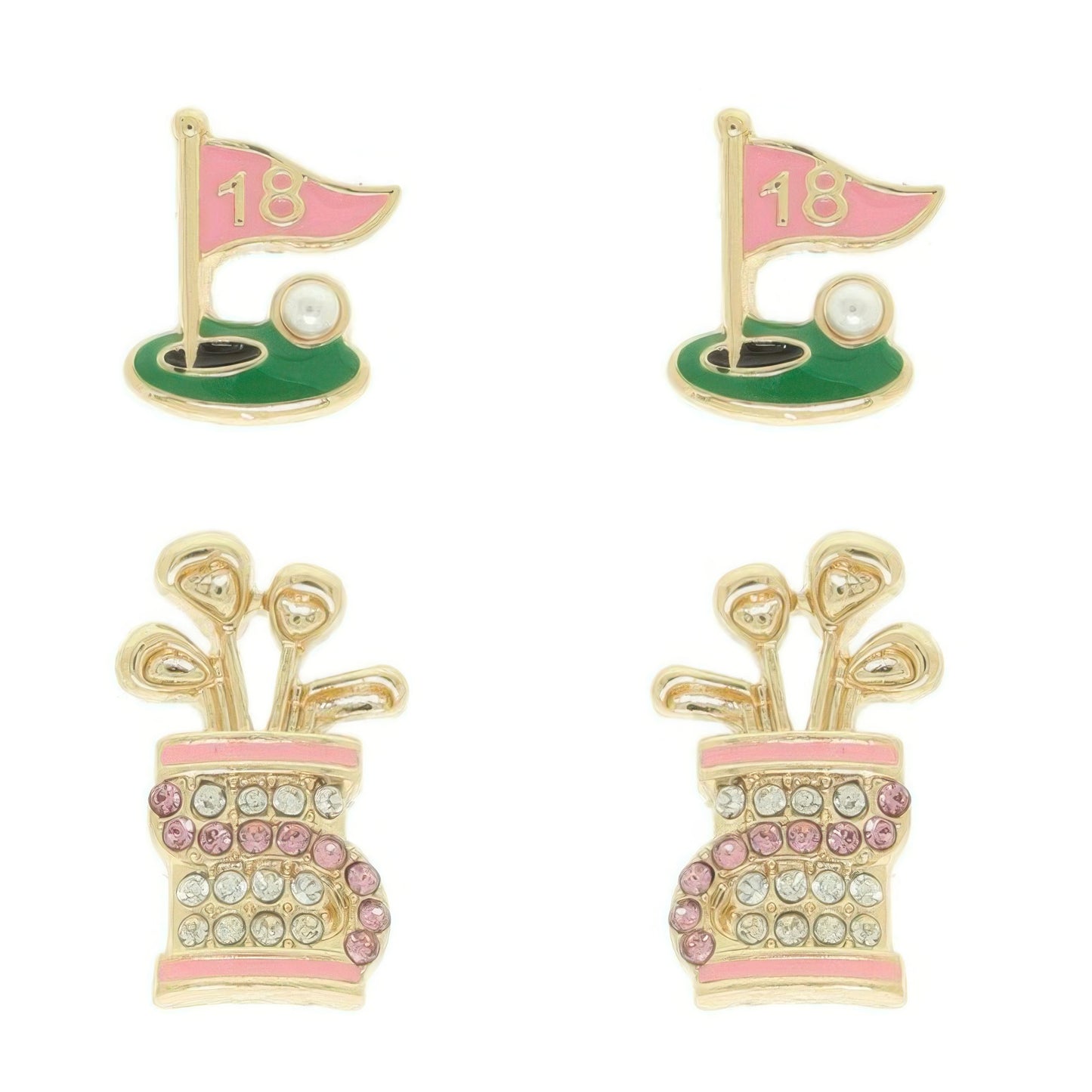 2 Pair Gameday Golf Theme Earring Set - It's a Girly Place