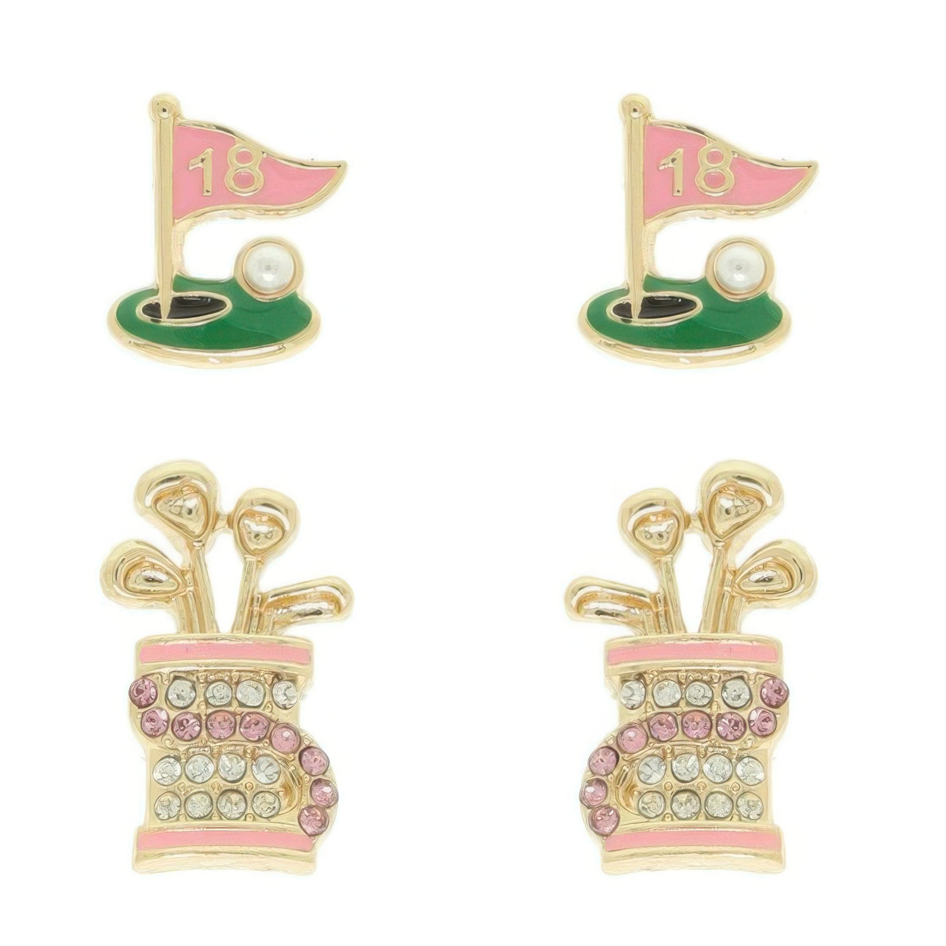 2 Pair Gameday Golf Theme Earring Set - It's a Girly Place