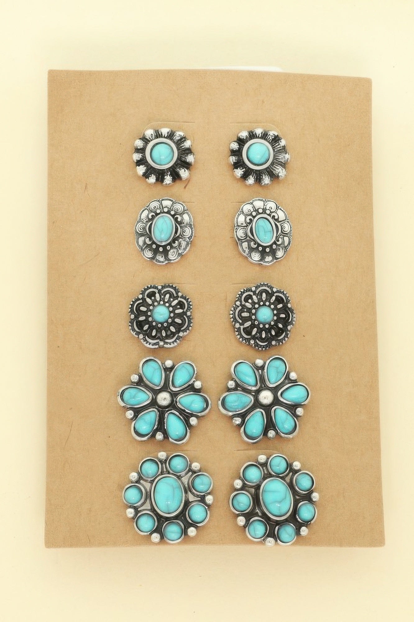 Western Flower Theme 5 Pair Earring Set - It's a Girly Place
