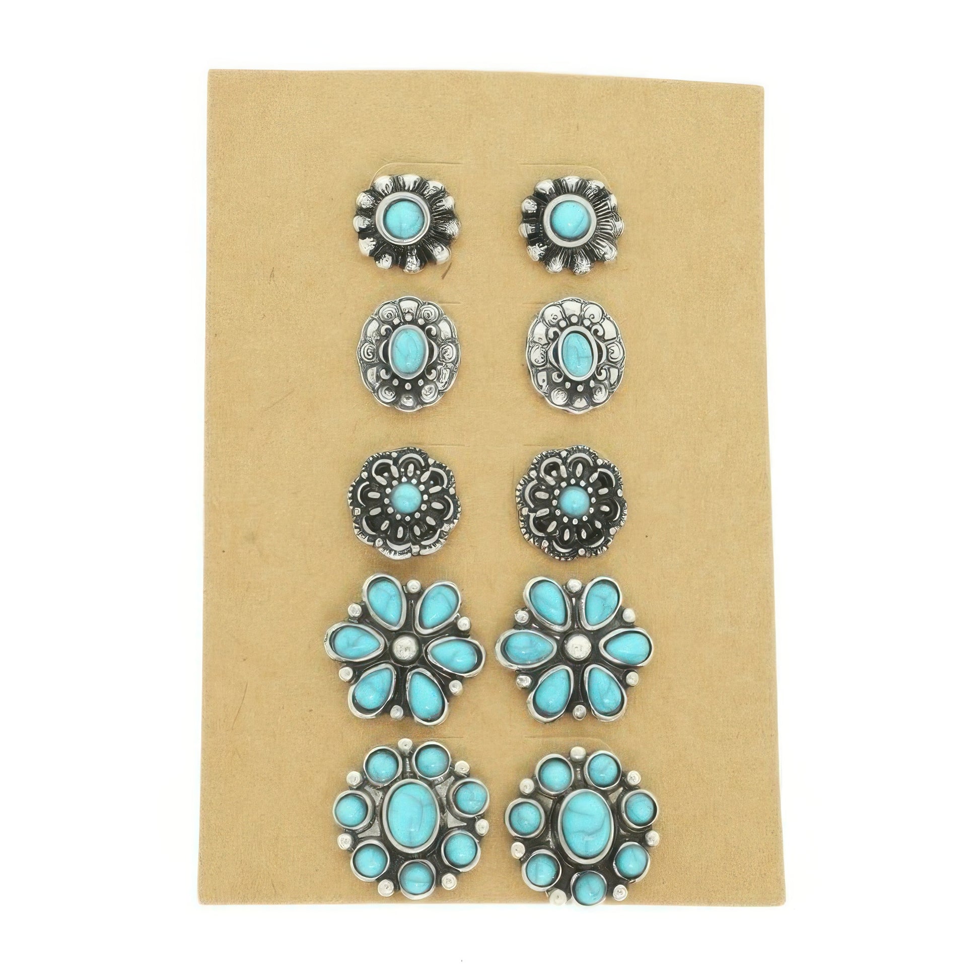 Western Flower Theme 5 Pair Earring Set - It's a Girly Place
