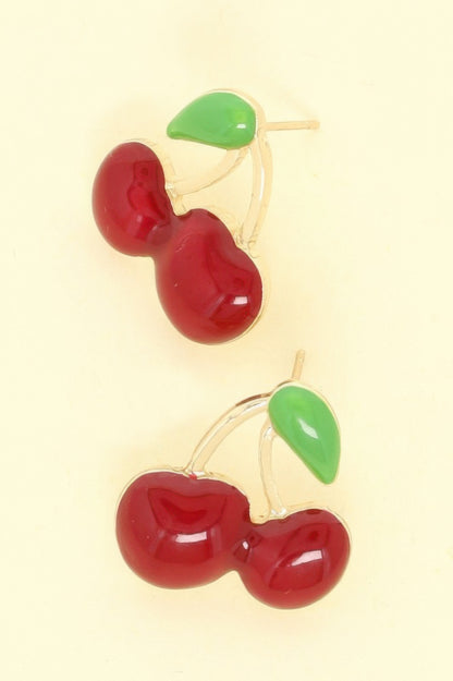 Gold Plated Cherry Stud Earrings - It's a Girly Place
