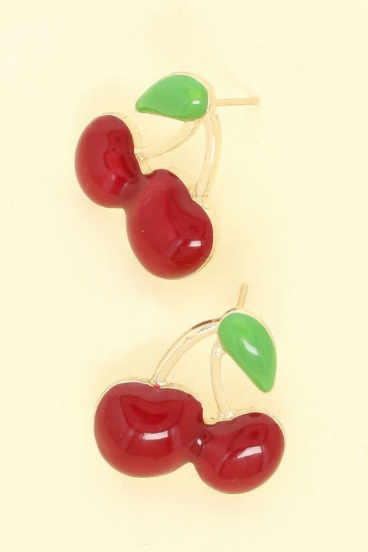 Gold Plated Cherry Stud Earrings - It's a Girly Place