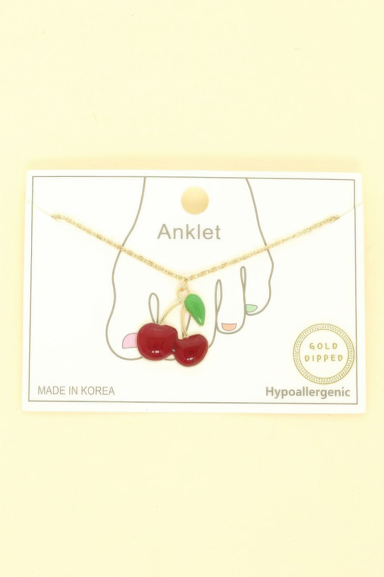 Gold Plated Cherry Charm Anklet - It's a Girly Place