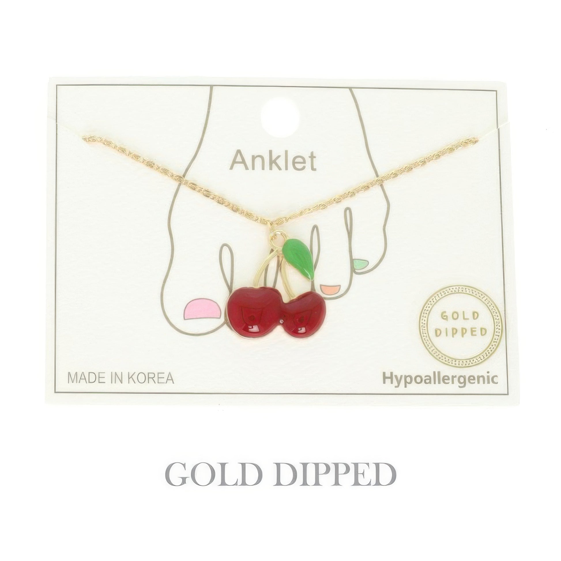 Gold Plated Cherry Charm Anklet - It's a Girly Place