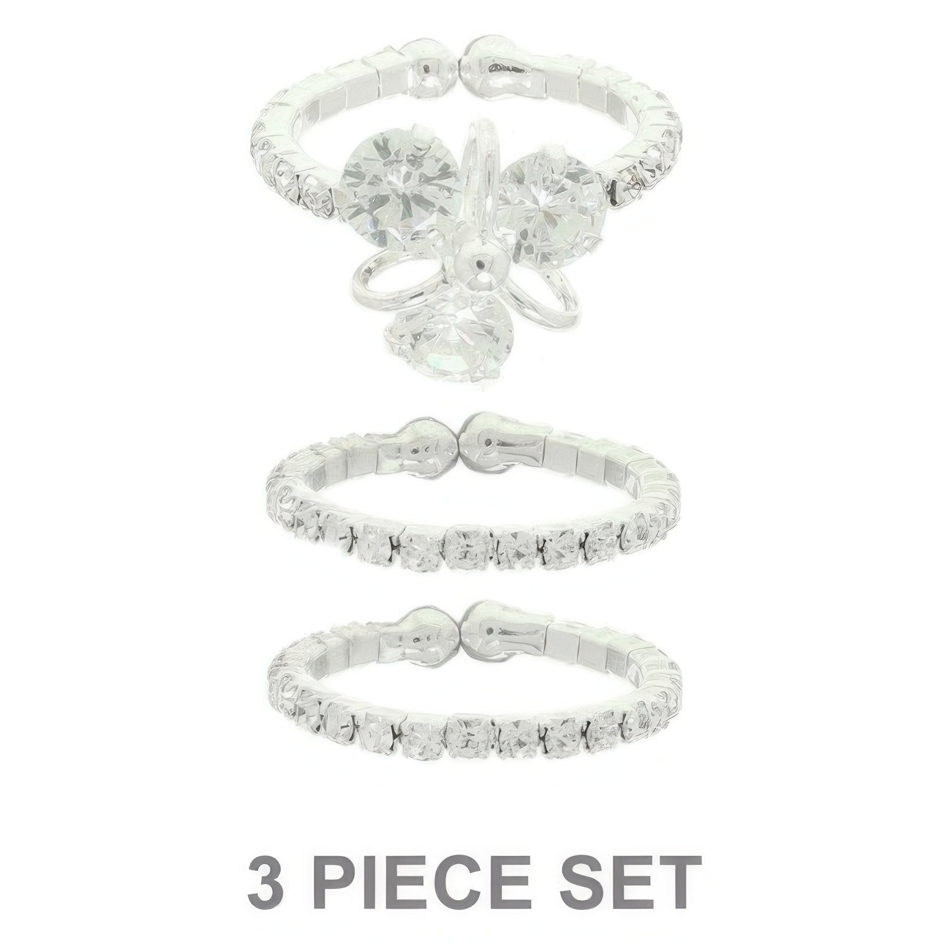 3pc Jeweled Adjustable Ring Set - It's a Girly Place