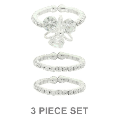 3pc Jeweled Adjustable Ring Set - It's a Girly Place