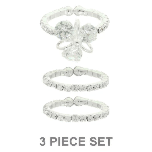 3pc Jeweled Adjustable Ring Set - It's a Girly Place