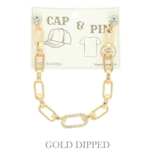 Gold Plated Rolo Paperclip Link Cap Chain And Pin - It's a Girly Place