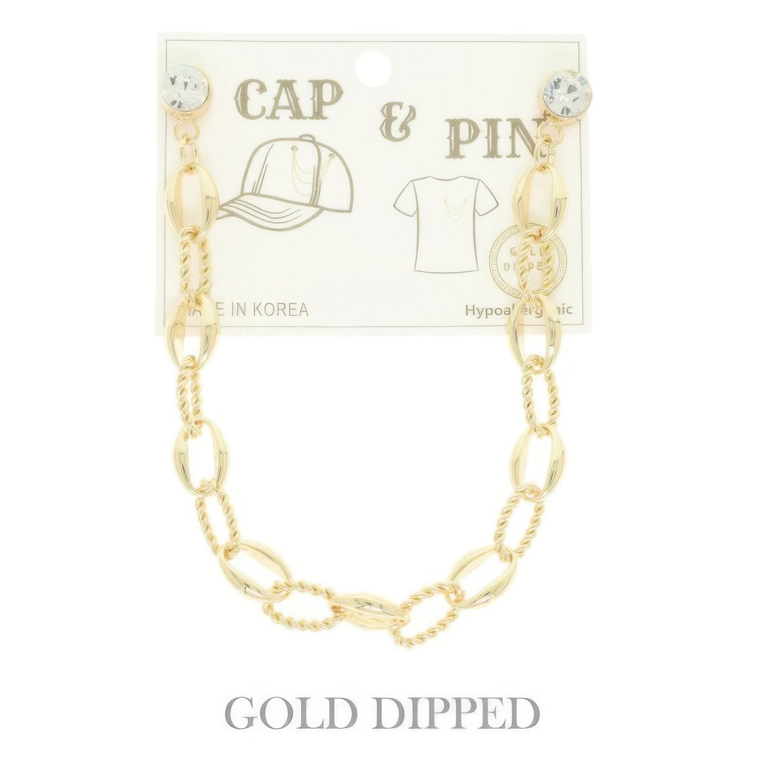Gold Plated Twist Link Cap Chain And Pin - It's a Girly Place