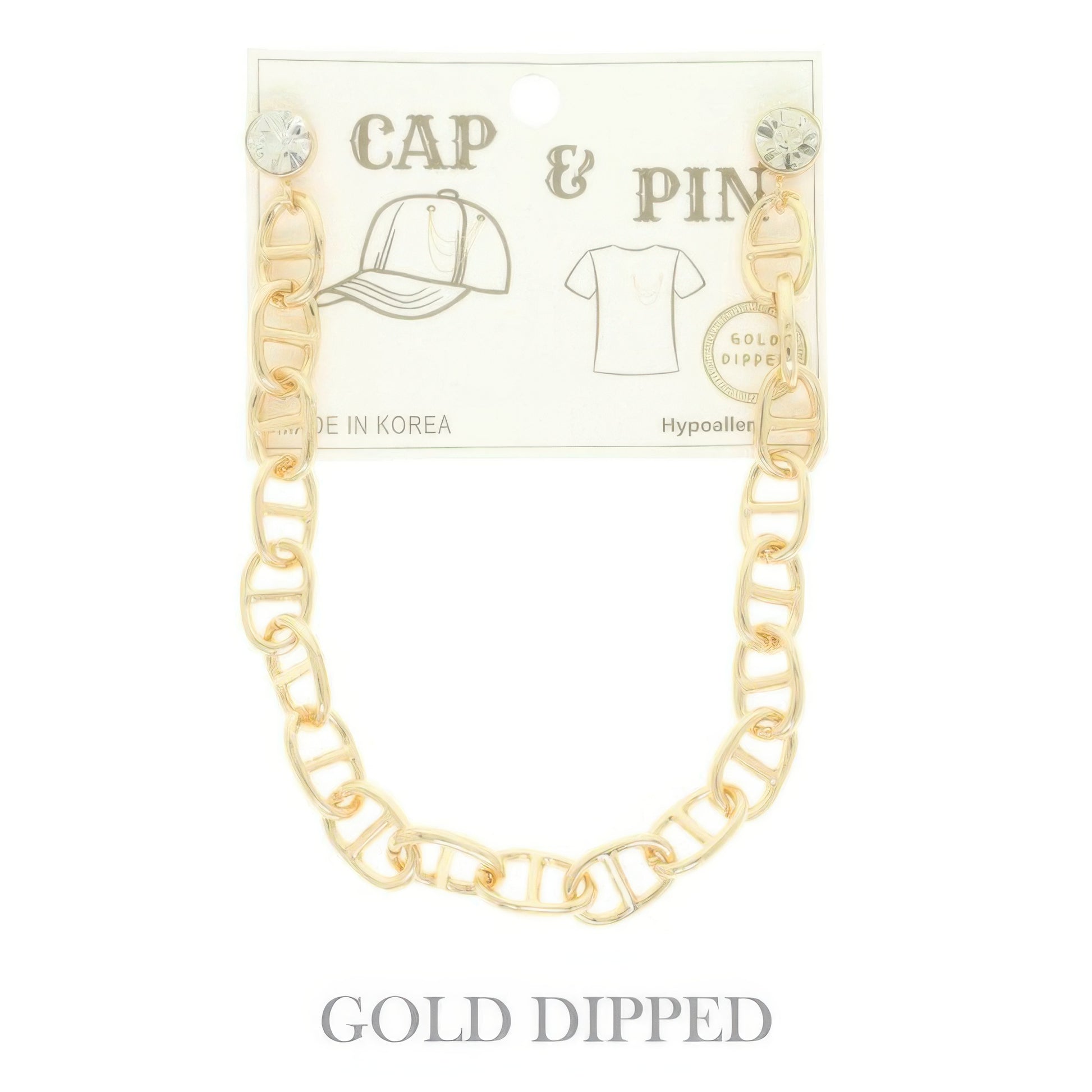 Gold Plated Soda Tab Link Cap Chain And Pin - It's a Girly Place