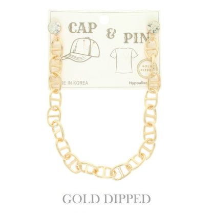 Gold Plated Soda Tab Link Cap Chain And Pin - It's a Girly Place