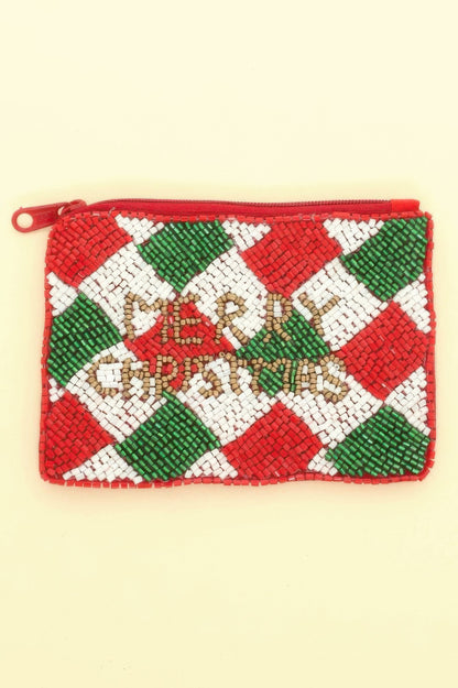 Holiday Theme Seed Beaded Coin Bag - It's a Girly Place