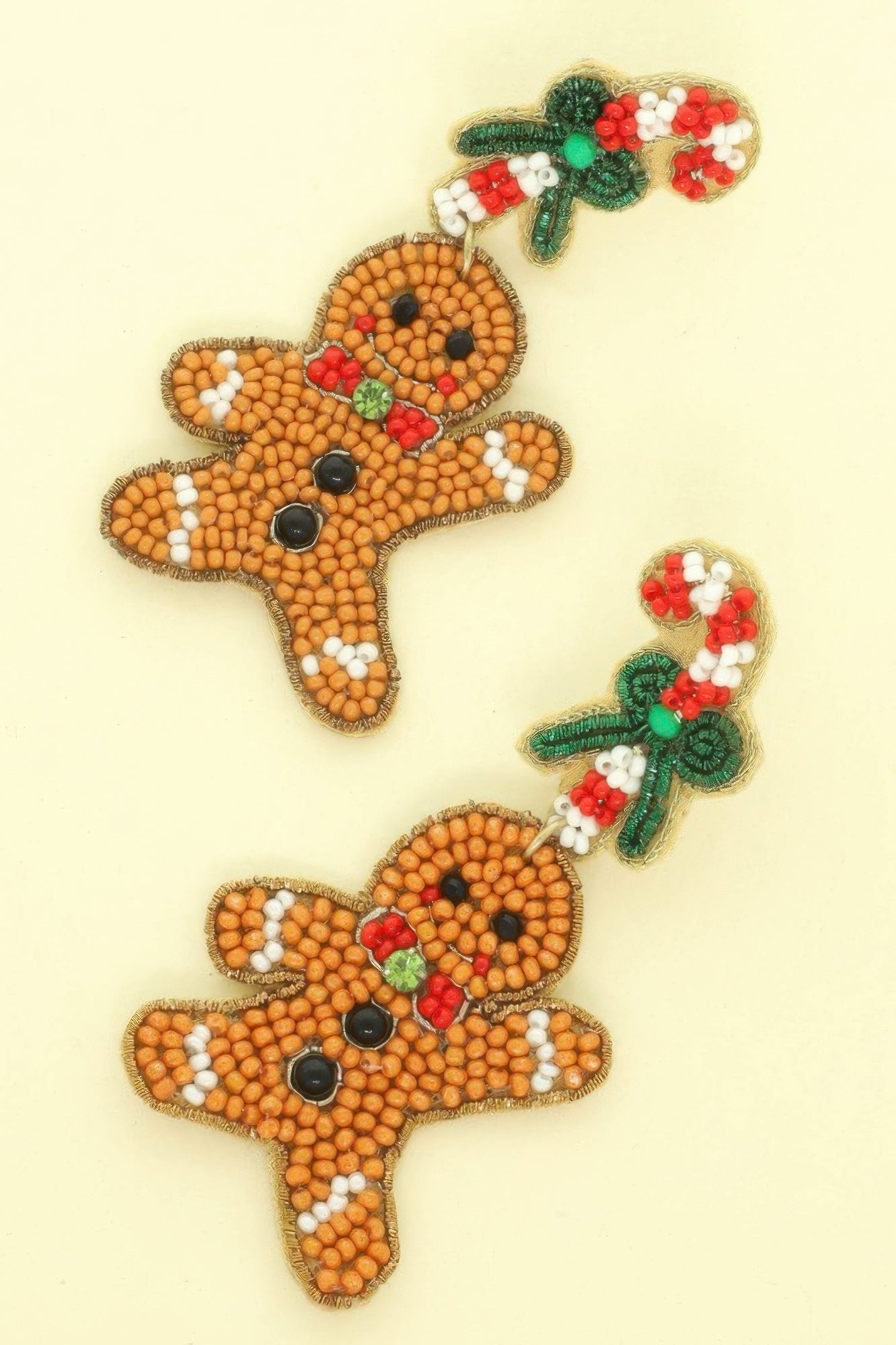 Christmas Gingerbread Man Seed Beaded Earrings - It's a Girly Place