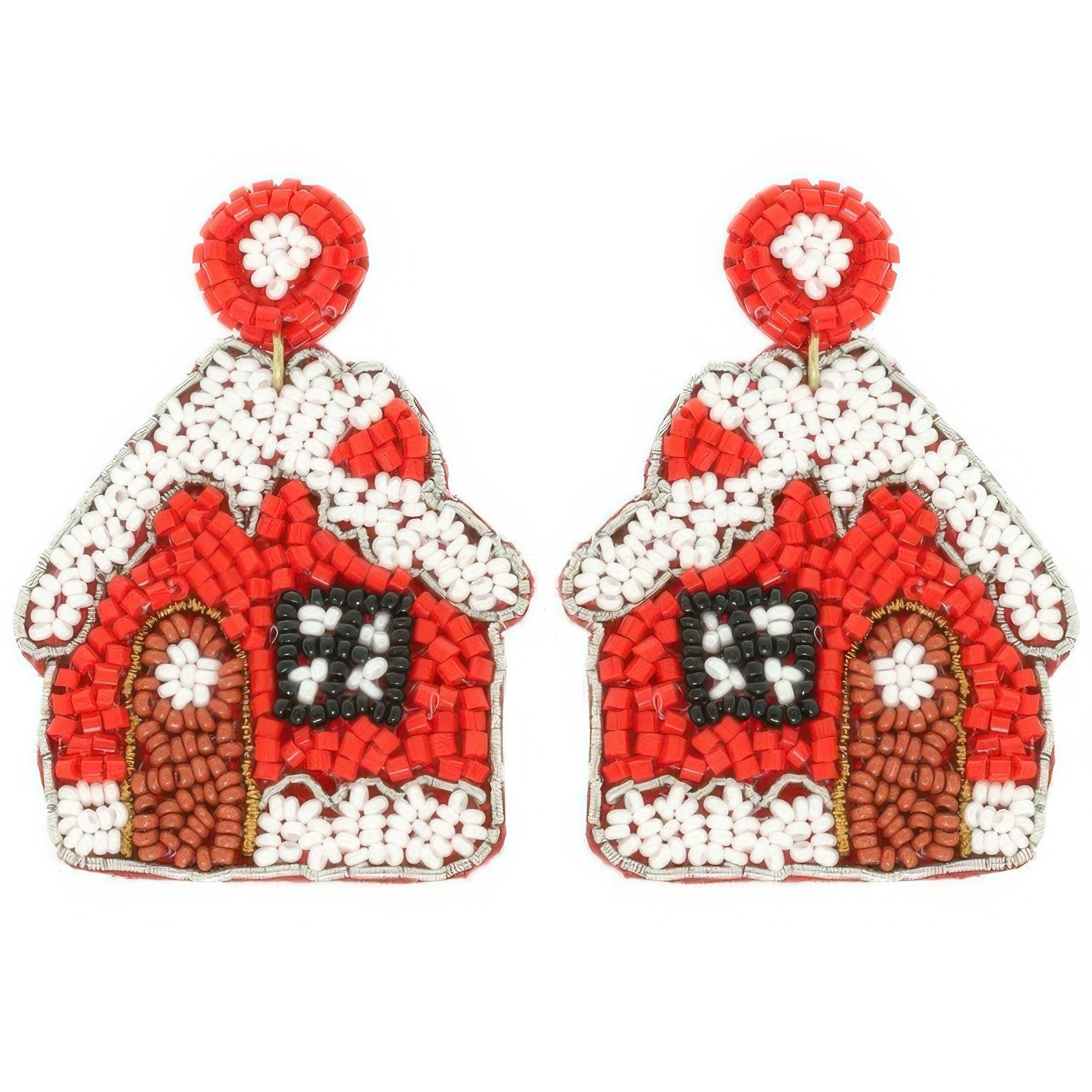 Christmas Gingerbread House Seed Beaded Earrings - It's a Girly Place