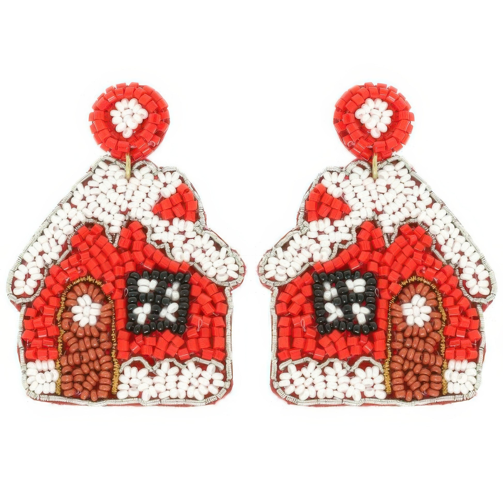 Christmas Gingerbread House Seed Beaded Earrings - It's a Girly Place