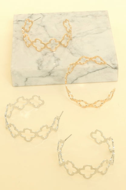 Clover Cutout Hoop Earrings - It's a Girly Place